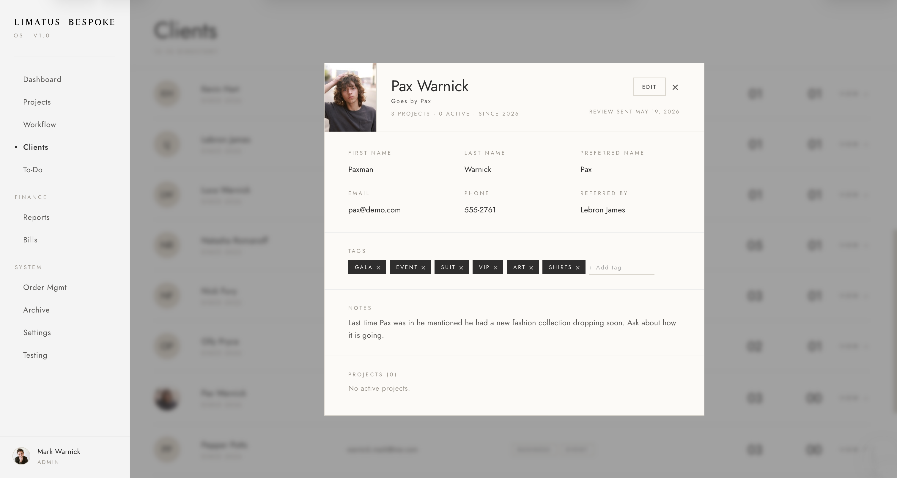 Limatus Bespoke OS — Client profile
